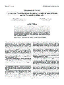 Cognitive science / Psychology / Memory / Recognition heuristic / Take-the-best heuristic / Daniel Goldstein / Gerd Gigerenzer / Cue validity / Recall / Mind / Mental processes / Heuristics