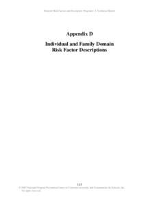 Risk Factor Descriptions: