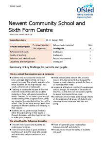 School report  Newent Community School and