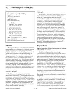 Photobiohybrid Solar Fuels - DOE Hydrogen and Fuel Cells Program FY 2014 Annual Progress Report