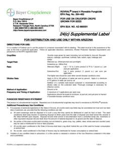 ROVRAL® brand 4 Flowable Fungicide EPA Reg. No[removed]Bayer CropScience LP P.O. Box[removed]T.W. Alexander Drive Research Triangle Park, North Carolina 27709