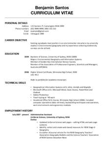 Benjamin Santos CURRICULUM VITAE    