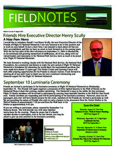 FIELDNOTES  A Common Field One Day, A Field of Honor Forever Volume III, Issue 2• August 2014