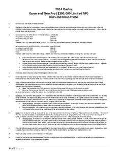 2014 Derby Open and Non Pro ($200,000 Limited NP) RULES AND REGULATIONS