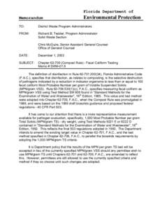 Chapter[removed]Compost Rule) - Fecal Coliform Testing  - Solid Waste - Solid and Hazardous Waste - Florida DEP - [SWM-01-9.pdf]