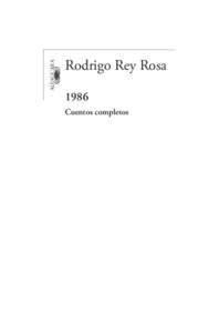 ALFAGUARA HISPANICA  Rodrigo Rey Rosa 1986 Cuentos completos