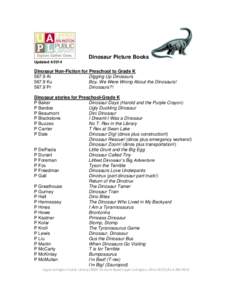 Dinosaur Picture Books Updated[removed]Dinosaur Non-Fiction for Preschool to Grade K[removed]Al Digging Up Dinosaurs