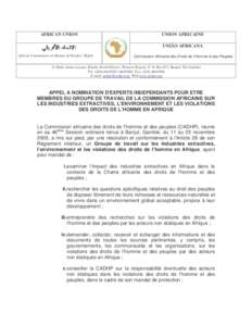 AFRICAN UNION  UNION AFRICAINE UNIÃO AFRICANA  African Commission on Human & Peoples’ Rights