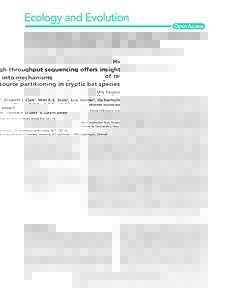 High-throughput sequencing offers insight into mechanisms of resource partitioning in cryptic bat species Orly Razgour1 , Elizabeth L. Clare1 , Matt R. K. Zeale1 , Julia Hanmer2 , Ida Bærholm Schnell3 , Morten Rasmussen