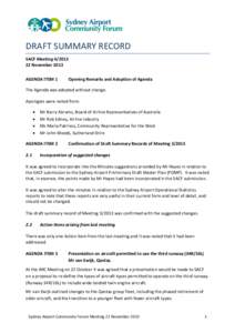 DRAFT SUMMARY RECORD SACF Meeting[removed]November 2013 AGENDA ITEM 1  Opening Remarks and Adoption of Agenda
