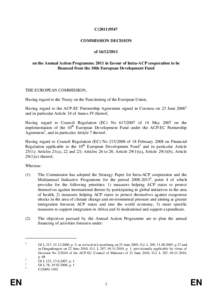 C[removed]COMMISSION DECISION of[removed]on the Annual Action Programme 2011 in favour of Intra-ACP cooperation to be financed from the 10th European Development Fund