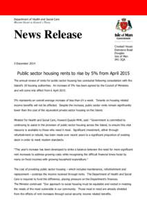 Department of Health and Social Care Rheynn Slaynt as Kiarail y Theay News Release Crookall House Demesne Road
