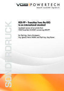 Volume 87 – Issue[removed] ∙ Page 64 to 72  RDS-PP – Transition from the KKS