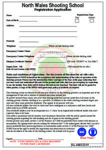 North Wales Shooting School Registration Application