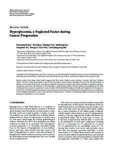 Hyperglycemia, a Neglected Factor during Cancer Progression