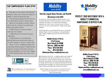 Mobility  OUR COMPREHENSIVE PLANS OFFER: Elevator & Lift Co.