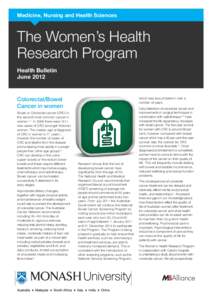 Medicine, Nursing and Health Sciences  The Women’s Health Research Program Health Bulletin June 2012