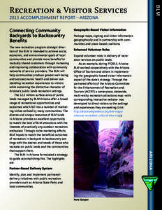 BLM  Recreation & Visitor Services 2013 ACCOMPLISHMENT REPORT—ARIZONA  Connecting Community