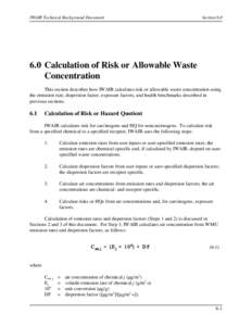 IWAIR Technical Background Document  Section[removed]Calculation of Risk or Allowable Waste Concentration