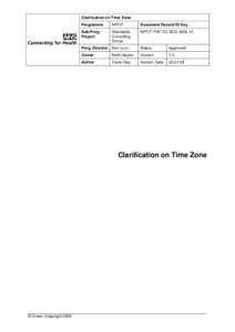 Clarification on Time Zone Programme NPFIT  Document Record ID Key