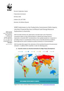 Submission 26 - WWF Australia - Mineral and Energy Resouce Exploration - Public inquiry