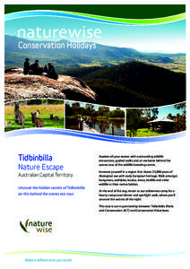 Conservation Holidays  Tidbinbilla Nature Escape Australian Capital Territory Uncover the hidden secrets of Tidbinbilla