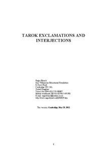 TAROK EXCLAMATIONS AND INTERJECTIONS