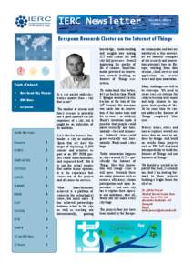 IERC Newsletter  VOLUME 4, ISSUE 3 October, 2013  European Research Cluster on the Internet of Things