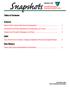 Snapshots  September 2, 2005 Successful BLM Projects Supporting the National Fire Plan