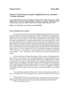 Manfred Nitsch1  Berlin 2008 Natural vs. Social Science Concepts in Applied Research on Amazonia: A Critical Assessment