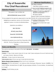 City of Susanville: Fire Chief Recruitment Minimum Qualifications Fire Officer Certification
