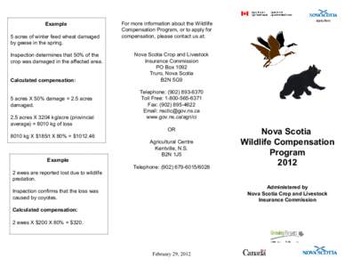 Nova Scotia Wildlife Compensation Program 2012