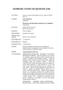 SUPREME COURT OF QUEENSLAND CITATION: Namour v Queensland Building Services AuthorityQCA 72