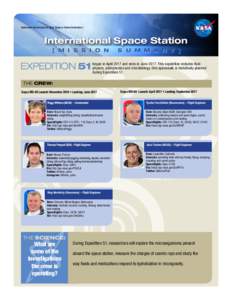 National Aeronautics and Space Administration  International Space Station [ M I S S I O N  S U M M A R Y ]