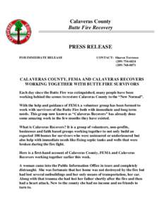 Geography of California / Butte Fire / Calaveras County /  California / Federal Emergency Management Agency / Calaveras