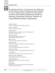 Supplement  A Multisite Study to Examine the Efficacy of the Otoacoustic Emission/Automated Auditory Brainstem Response Newborn Hearing Screening Protocol: Results of