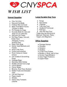 WISH LIST Kennel Supplies    