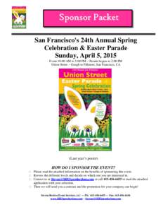 Union Street Easter Parade & Spring Celebration Sponsor Packet 2015