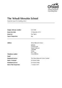 The Yehudi Menuhin School Inspection report for boarding school