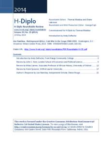 H-Diplo Roundtable, Vol. XV, No[removed])