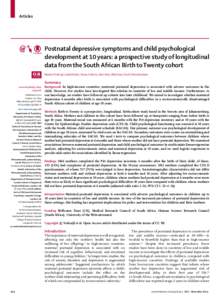 Postnatal depressive symptoms and child psychological development at 10 years: a prospective study of longitudinal data from the South African Birth to Twenty cohort