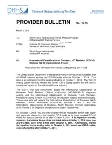 PROVIDER BULLETIN  No[removed]March 1, 2013