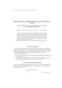 Proceedings of the Conference on Wavelet Analysis and Applications  Multiwavelets, Pseudodiﬀerential Operators and Microlocal