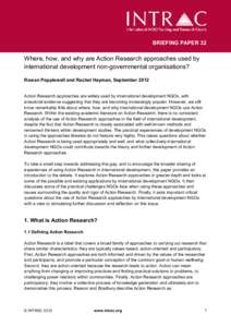 Action Research in international development non-governmental organisations (NGOs): Where, how and why are Action Research approaches used by international development NGOs
