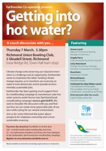 Earthworker Co-operative presents:  Getting into hot water? A couch discussion with you…