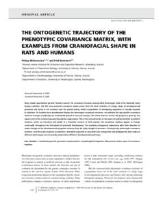 O R I G I NA L A RT I C L E doi:j00587.x THE ONTOGENETIC TRAJECTORY OF THE PHENOTYPIC COVARIANCE MATRIX, WITH EXAMPLES FROM CRANIOFACIAL SHAPE IN