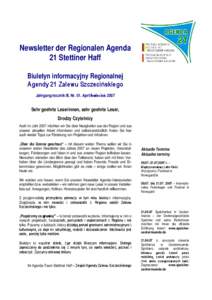 Newsletter der Regionalen Agenda 21 Stettiner Haff Biuletyn informacyjny Regionalnej