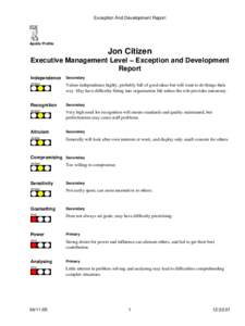 Exception And Development Report PDF Apollo Profile  Jon Citizen