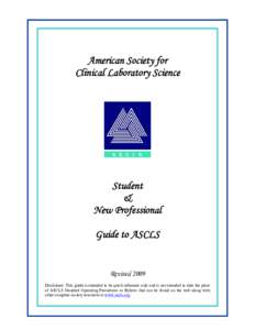 Microsoft Word - Student & New Professional Guide to ASCLS 2009.doc