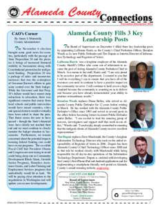 Alameda County November/December 2012 Alameda County Fills 3 Key Leadership Posts